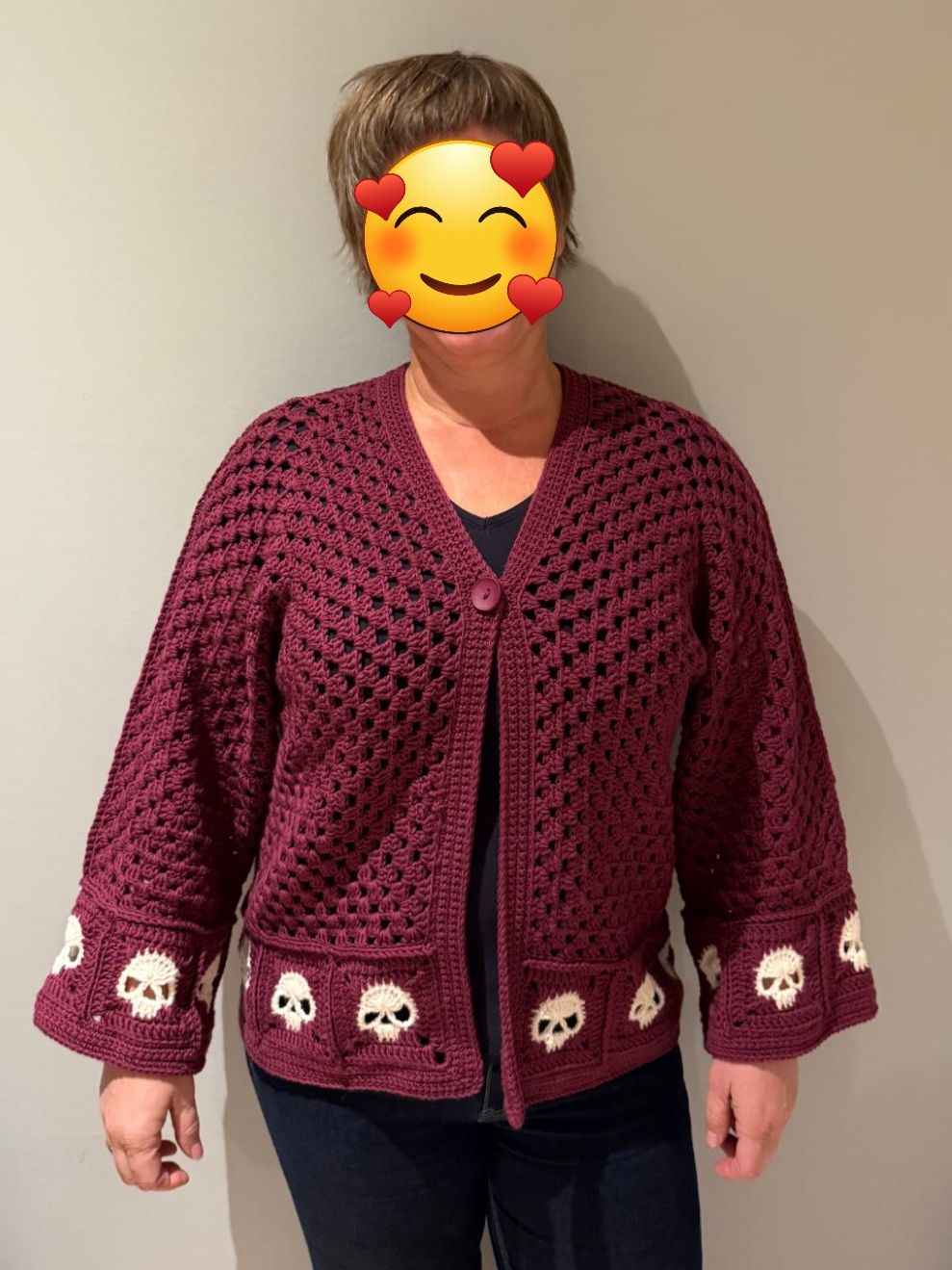 Heklet Hexagon-jakke med hodeskalleruter