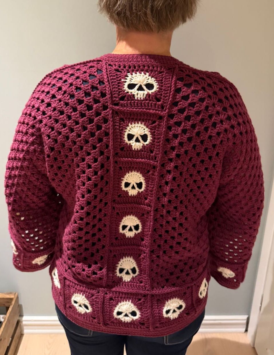 Heklet Hexagon-jakke med hodeskalleruter